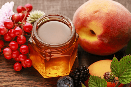 Honey and fruits